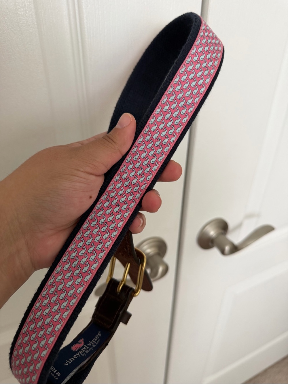 Vineyard Vines Boys Pink Classic Whale Canvas Club Belt size 28